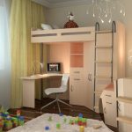 سرير علوي مع مساحة عمل