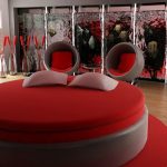 السرير جولة دون اللوح الأمامي باللون الأحمر