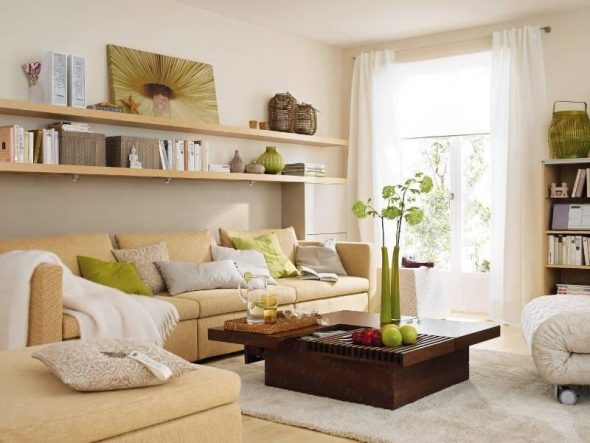 أرفف فوق الأريكة في سطر واحد