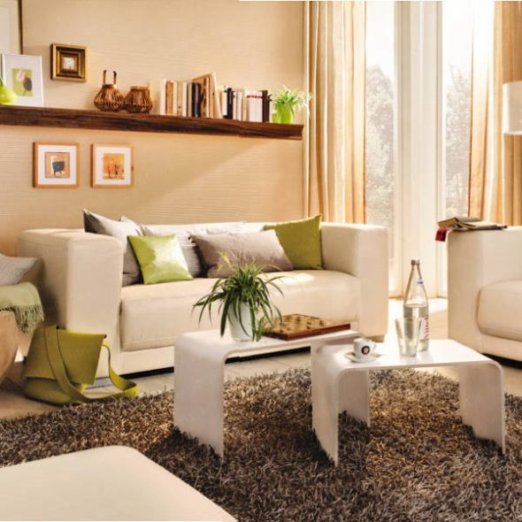 جدار على الأريكة في غرفة المعيشة الصغيرة