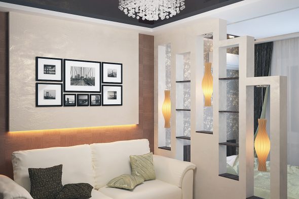 الصورة غرفة المعيشة وغرفة النوم