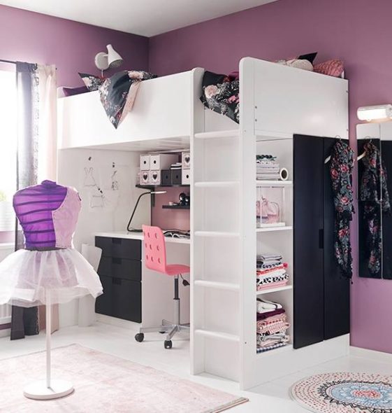 العلية السرير مع سطح العمل