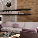رفوف مفصلية في تصميم الجدار فوق الأريكة