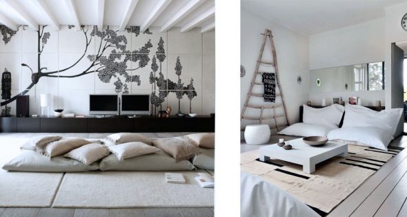 وسائد بيضاء في الداخل