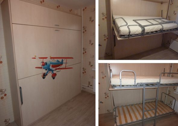 سرير بطابقين قابلة للطي