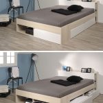 يحتوي هذا السرير على أربعة أدراج واسعة ولوح أمامي مع أرفف مدمجة.