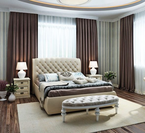 سرير ضخم مع اللوح الأمامي لينة