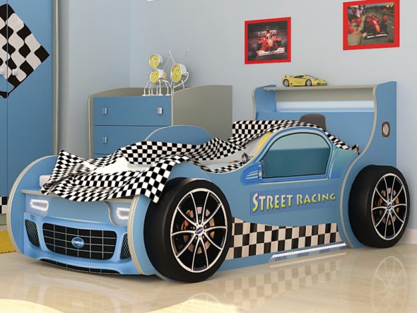 غرفة نوم زرقاء رمادية لصبي