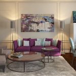 صوفا بنفسجية من الداخل باللون البيج