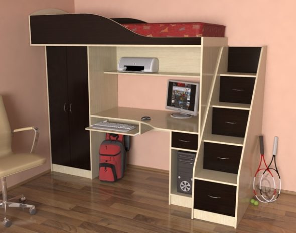 غرفة داخلية لمراهق مع سرير علوي