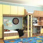 مجموعة من الأثاث لطفلين مع مكتب