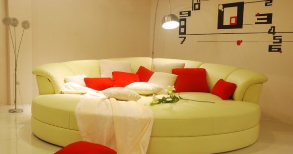 أريكة جلدية مستديرة فاخرة