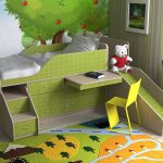 العلية السرير مع منطقة عمل وشريحة لمرحلة ما قبل المدرسة