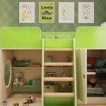 سرير علوي في خزانة ملابس الأطفال