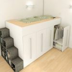 سرير مع سلالم لغرفة علوية