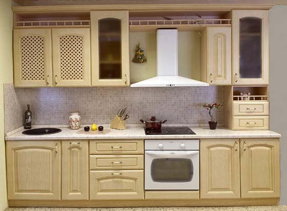 مجموعة المطبخ من الخشب الخفيف