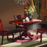 طاولة طعام وكراسي الجوز الحمراء