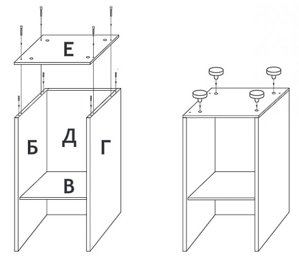 اقلب الخزانة وحفر الثقوب على طول المسامير