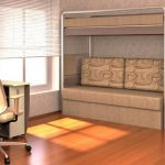 أثاث أنيق لغرفة المعيشة مع ثلاثة أسرة.