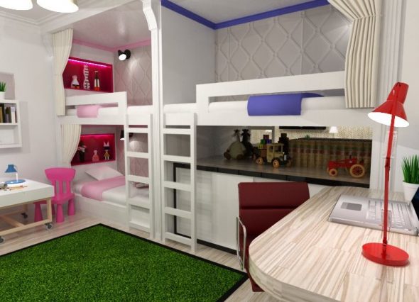 غرفة للأطفال لثلاثة أطفال