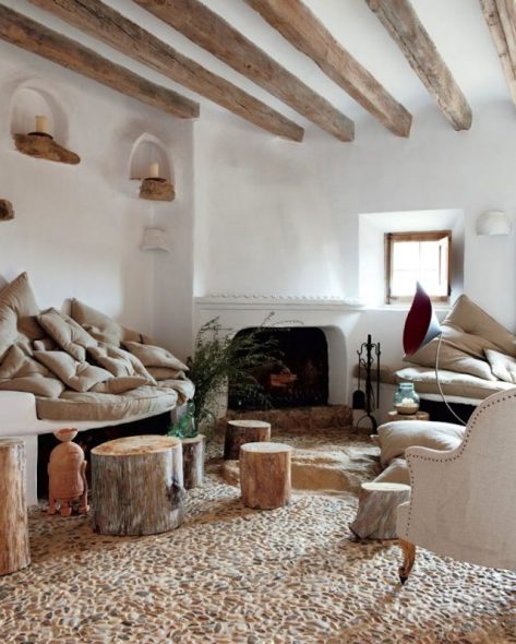 غرفة معيشة ذات طراز بيئي