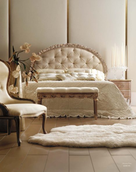 سرير مع اللوح الأمامي نصف دائري