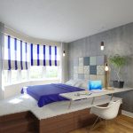 سرير المنصة مع المفروشات الناعمة واللوح الأمامي المرقع