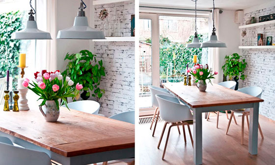 جدار من الطوب المزخرف في المطبخ