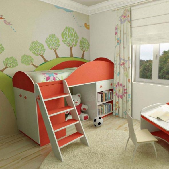 سرير علوي مع لوحة جانبية