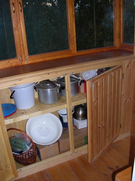 خزانة ملابس طويلة ، وضعت تحت النافذة بأكملها