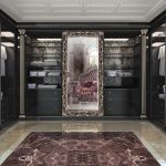 خزانة ملابس سوداء مع مرآة