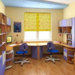 الحضانة في نغمات البنفسجي مع اثنين من محطات العمل في النافذة