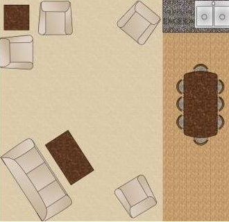 تخطيط قطري لغرفة المعيشة