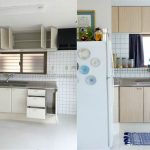 صورة للمطبخ قبل وبعد الترميم مع فيلم