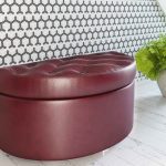 pouf الجلود نصف دائرة