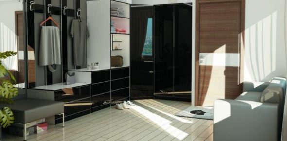 خزانة ملابس لامعة في الزاوية