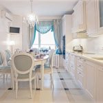 طاولة بيضاوية طويلة لمطبخ مستطيل طويل