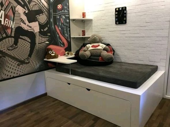 المنصة السرير من MDF مغلفة