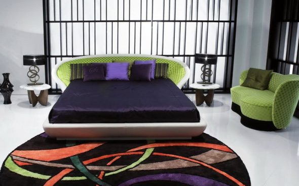 سرير المنصة مع الظهر لينة