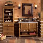 حجر الرصيف ورف من شجرة على الطراز الريفي