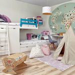 سرير بطابقين مع أدراج وخزانة