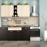 أثاث أبيض وأسود متناقض في المطبخ