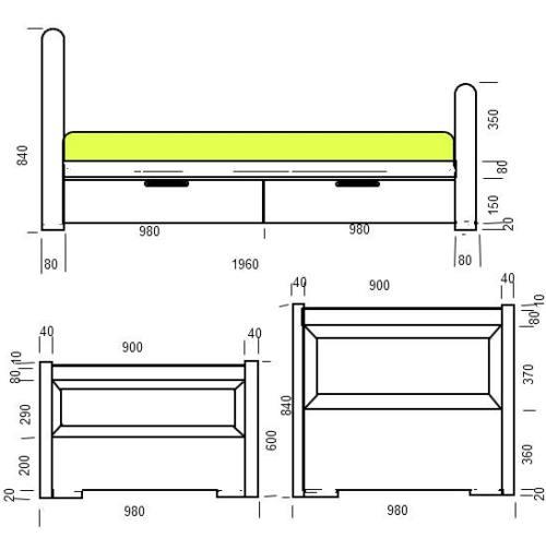 رسم مفصل للسرير