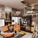 غرفة المعيشة الحديثة مع تصميم غير عادي