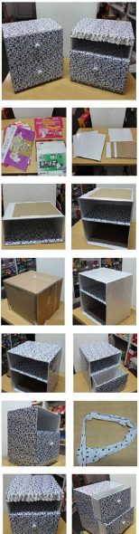 خزانة صغيرة محلية الصنع مغطاة بقطعة قماش