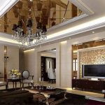 عناصر السقف المرآة في غرفة المعيشة الكلاسيكية