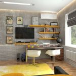 أرفف أنيقة فوق الطاولة لغرفة عالية التقنية