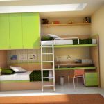 إزاحة سرير بطابقين ، خزانة ملابس مدمجة