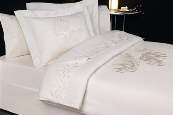سرير percale الأبيض