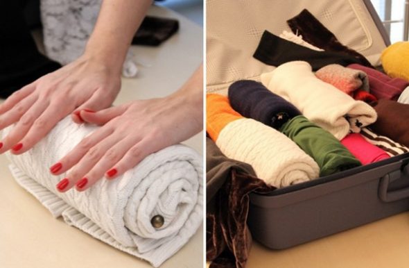 طي الأشياء لفة